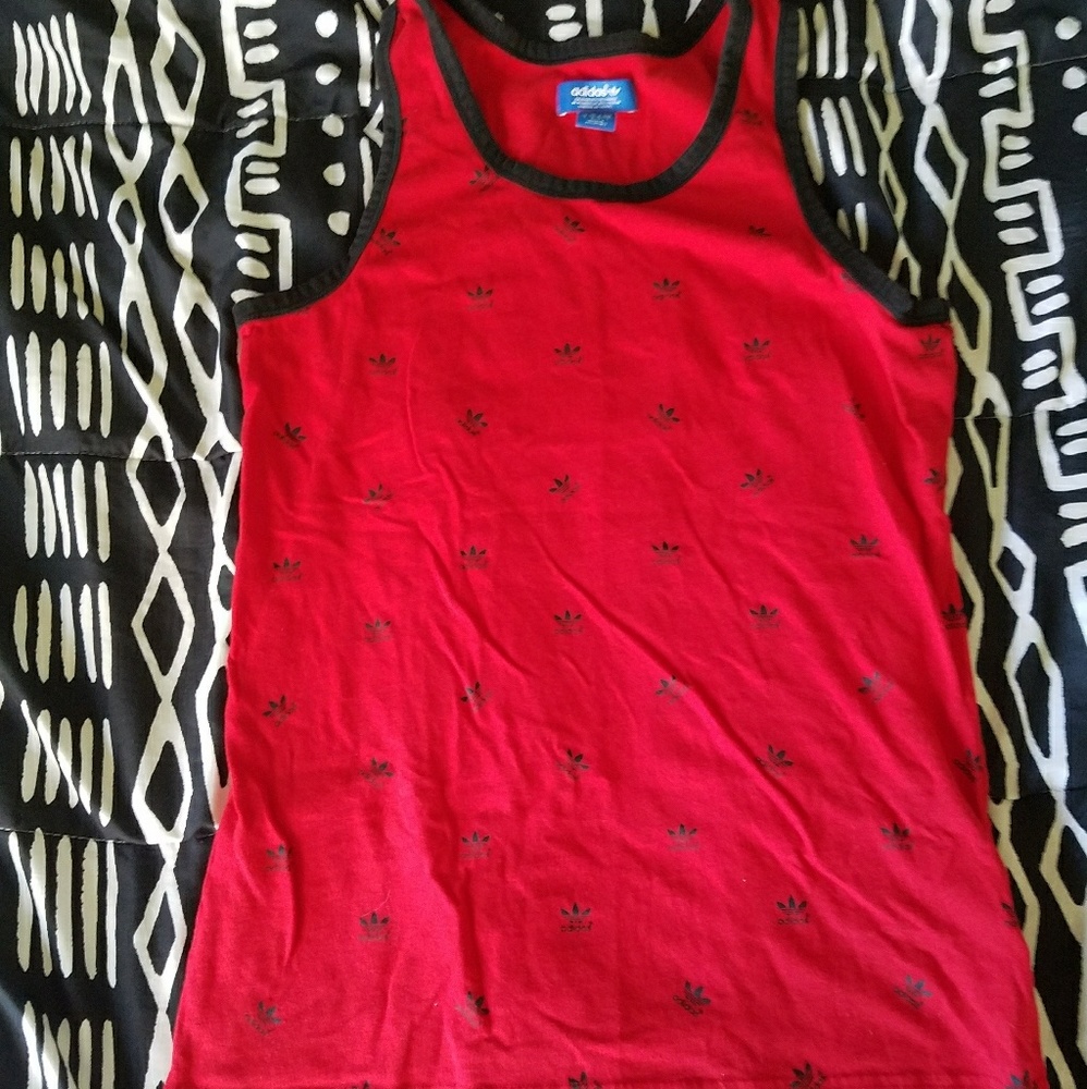 Mens Red Adidas Tank Top
